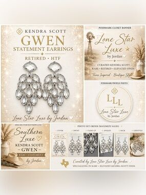 Kendra Scott GWEN Statement Earrings Crystal Silver|Retired HTF Chandelier Glam